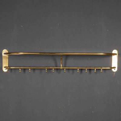 Wall Mounted Brass Coat & Hat Rack, 1930s for sale at Pamono