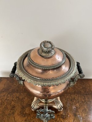 Antique Victorian Copper and Brass Tea Urn, 1850s