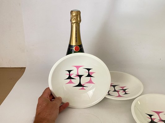 20th Century French Modernist Ceramic Plates with Geometrical Pattern  Decor, Set of 4 for sale at Pamono