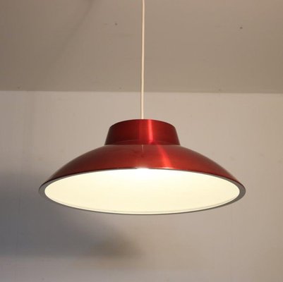 Red Metal Hanging Lamp from Lyfa Denmark 1960s for sale at Pamono