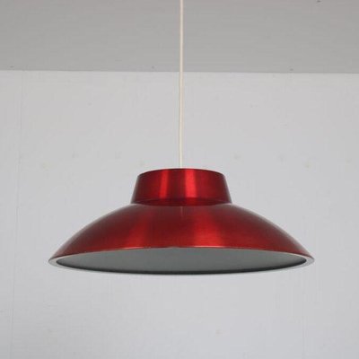 Red Metal Hanging Lamp from Lyfa Denmark 1960s for sale at Pamono