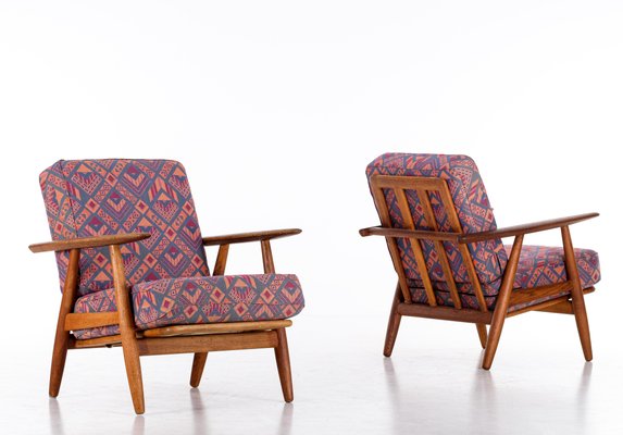 Set of GE 240 Cigar Easy Chairs in Oak by Hans J. Wegner, 1950s 