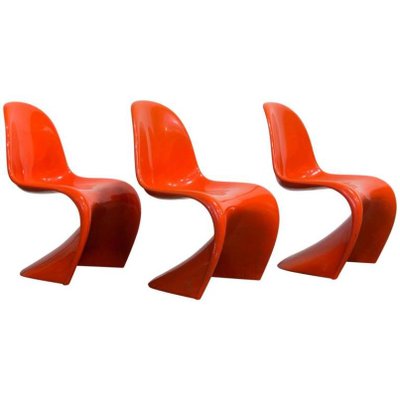 Orange Stacking Chair By Verner Panton For Herman Miller 1970s