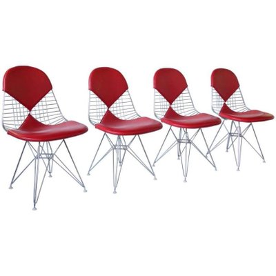 Red Leather DKR Bikini Chairs by Charles and Ray Eames for Vitra