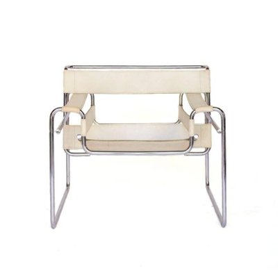Vintage Wassily Chair Mit Weissem Leder Von Marcel Breuer Fur