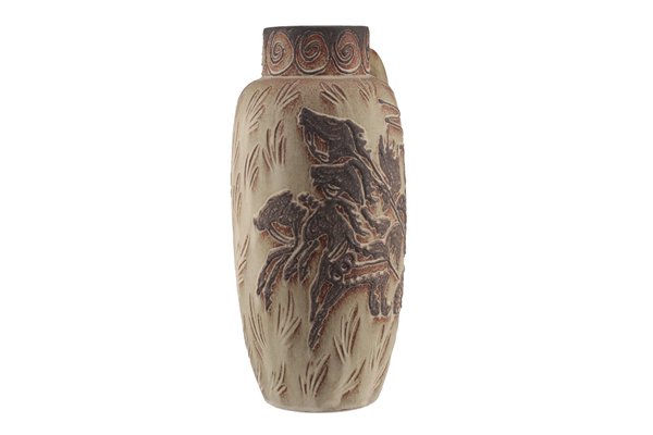 Large Mid Century Fat Lava Gladiator Floor Vase From Scheurich For
