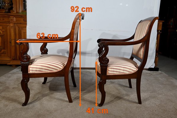 Pair of Carved Cuban Mahogany Charles X Fauteuils Pair of Carved Cuban Mahogany Charles X Fauteuils