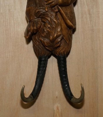 Antique Musical Black Forest Hand Carved Fox Whip Hook, 1880 for