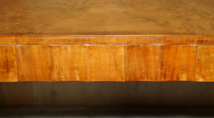Vintage Art Deco Burr Walnut Ornately Carved Dining Table and