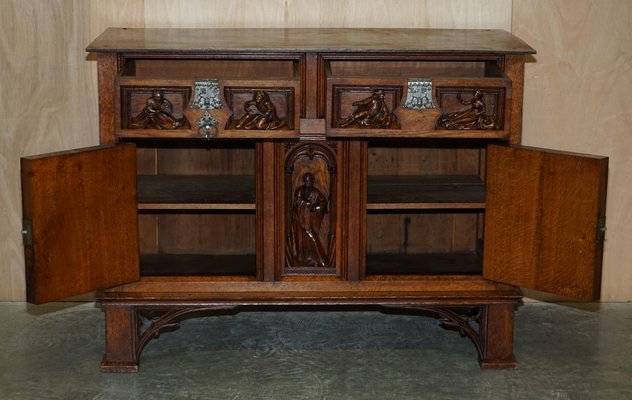 Gothic Revival Hand Carved Sideboard, 1860s for sale at Pamono