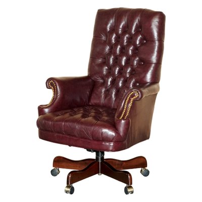 Vintage Heritage High Back Chesterfield Leather Office Captains