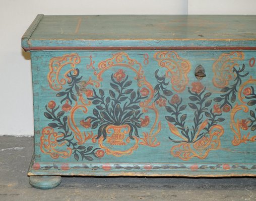 European Paint Blanket Chest Coffer Trunk, 1802 for sale at Pamono