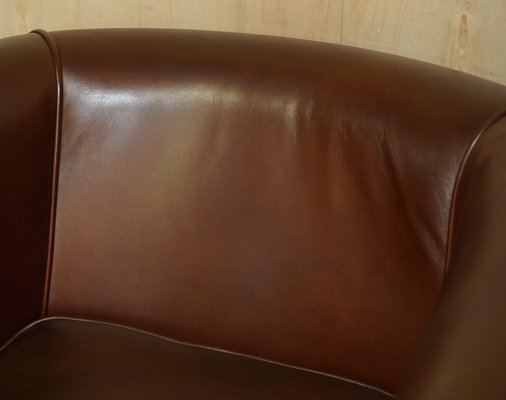 Brown Leather Tub Club Armchair from Laura Ashley for sale at Pamono