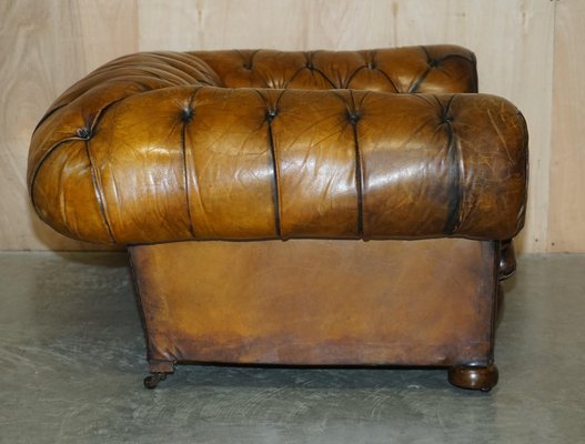 Chesterfield Armchair Whisky Brown Leather for sale at Pamono