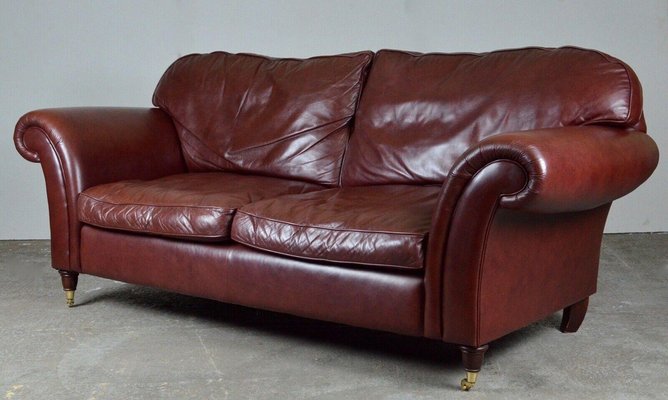 Heritage 3 Seater Brown Leather Mortimer Sofa with Castors by