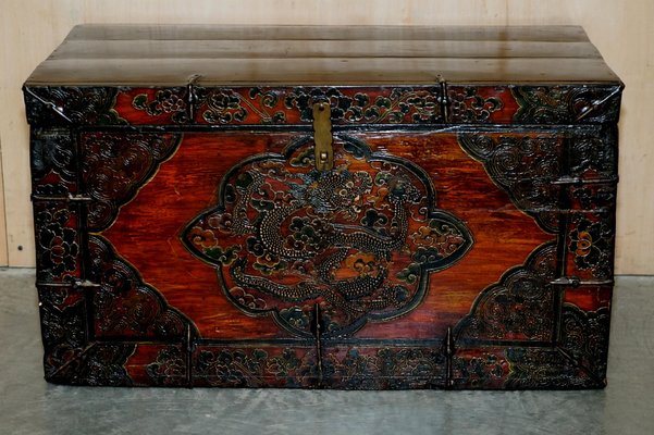 Antique Tibetan Dragon Chest Antique Tibetan Dragon Chest