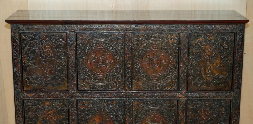 Painted Altar Cabinet from Tibet - 19thC Painted Altar Cabinet from Tibet - 19thC