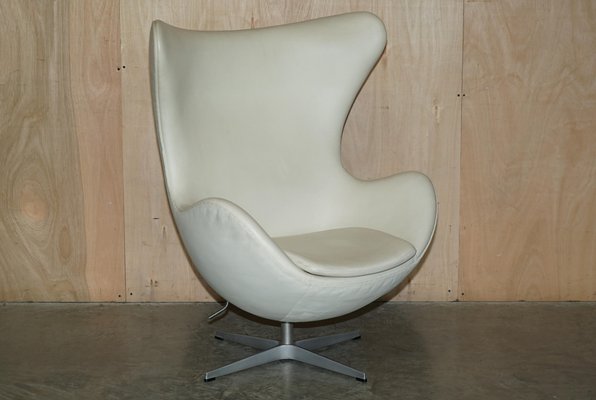 White leather egg chair sale