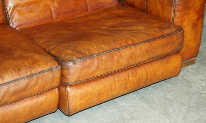 Cigar Brown Leather Sofa With Electric