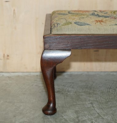 Antique Edwardian Walnut Cabriole Legged Footstool with