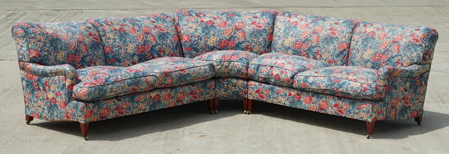 Large Vintage London Bridgewater 5 Seat Corner Sofa in Floral