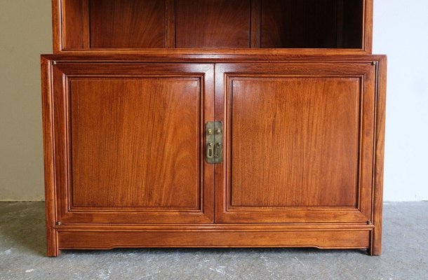 Teak Open Bookcase with Adjustable Shelves & Cupboard for