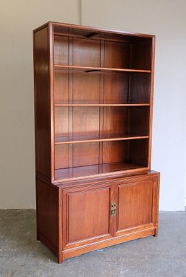 Teak Open Bookcase with Adjustable Shelves & Cupboard for