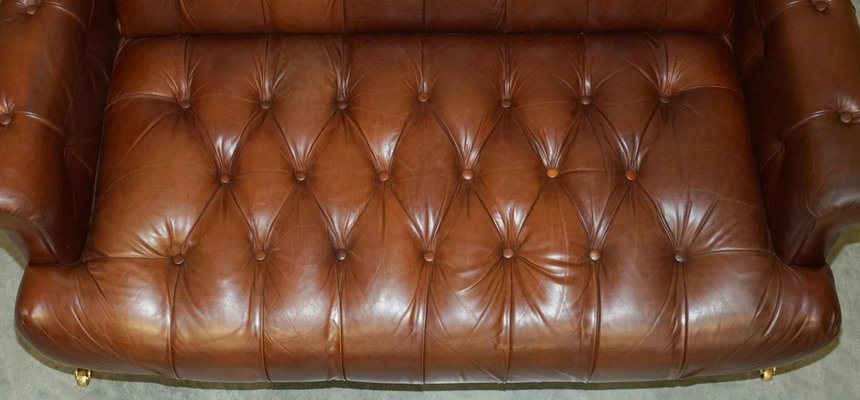 Dfs chesterfield 2024 leather sofa