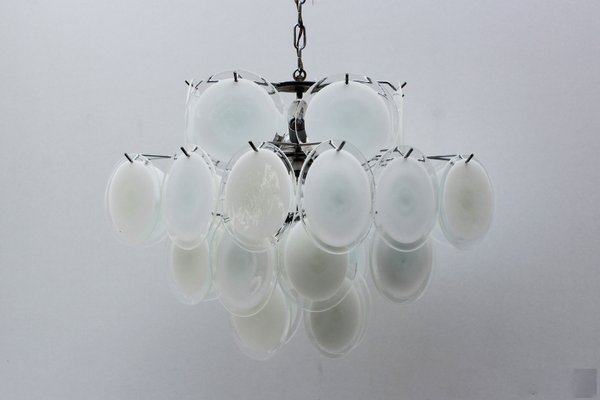 Lampadario mid century in vetro di murano bianco di vistosi, italia ... Lampadario bianco murano
