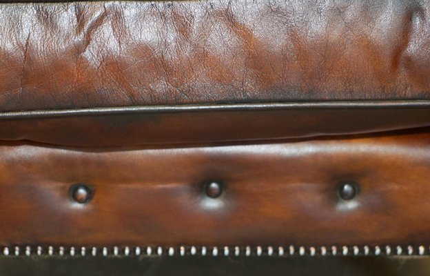 Bridgewater Brown Leather Armchairs Footstool from Howard Sons