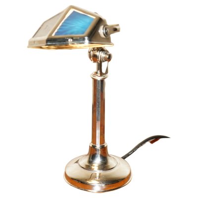 Lampe Vintage Art Déco Années 30 – Verre Dépoli, Laiton Chromé – Chevet/bureau