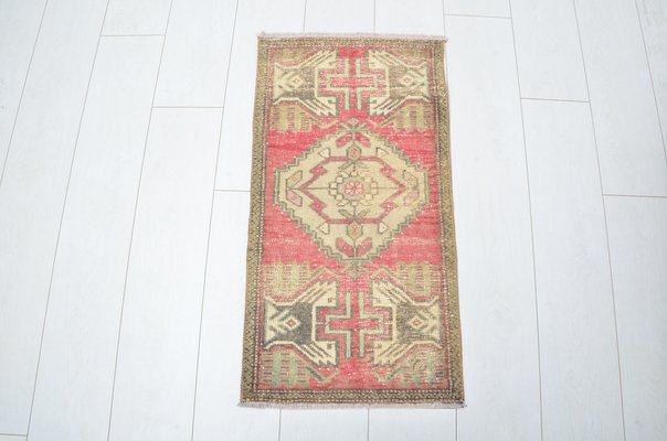 Turkish Wool rug green\ured   ラグ