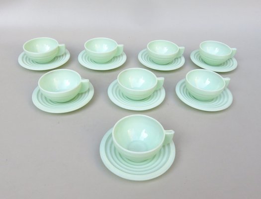 Art Deco Tea Cups and Saucers, 1920s, Set of 16 for sale at Pamono
