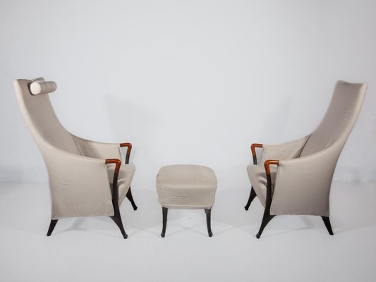 High back 2025 chair with footstool