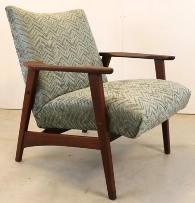 Mid Century Upholstered Teak Armchair for sale at Pamono