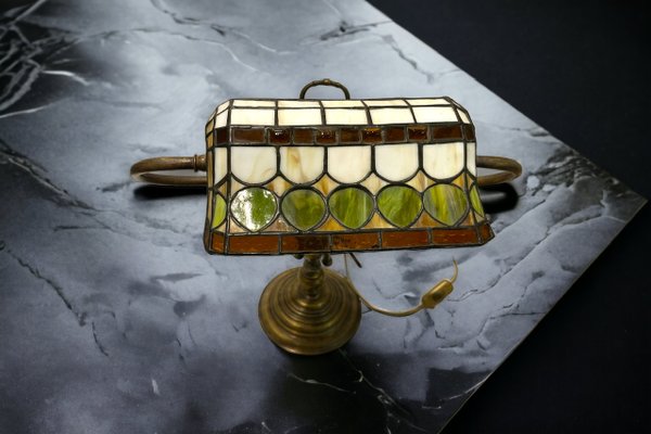 Bronze Tiffany Resin Desk Lamp, 1970s for sale at Pamono