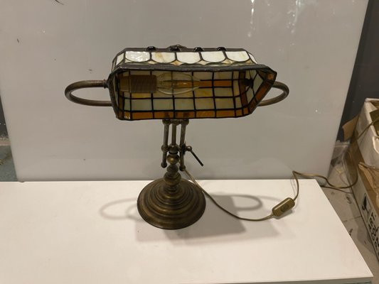 Bronze Tiffany Resin Desk Lamp, 1970s for sale at Pamono Bronze Tiffany Resin Desk Lamp, 1970s for sale at Pamono