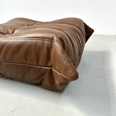 Togo Ottoman in Dark Brown Leather by Michel Ducaroy for Ligne Roset,  France, 1970s for sale at Pamono