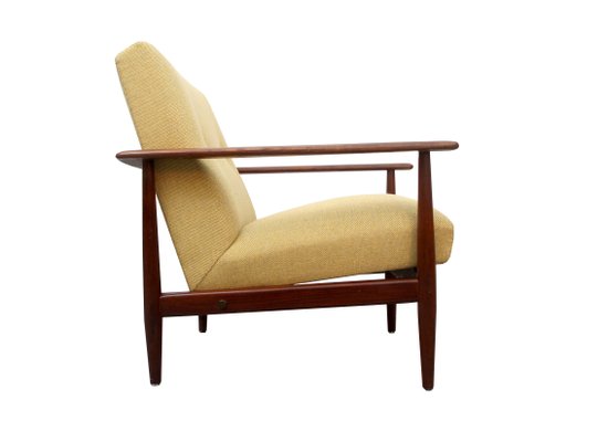 Vintage Teak Armchair With Yellow Upholstery 1960s For Sale At Pamono