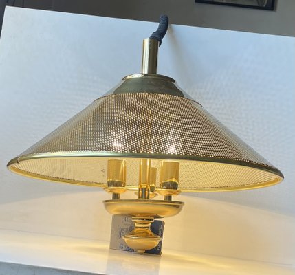 Vintage Nautical Ship S Pendant Lamp in Pierced Brass, 1970s