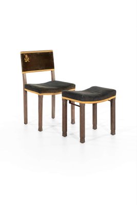 George VI Coronation Chair and Stool 1937 Set of 2 for sale at