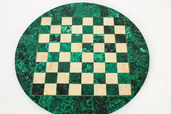 th Century Malachite & Carrara Marble Chess Board, s, Set of
