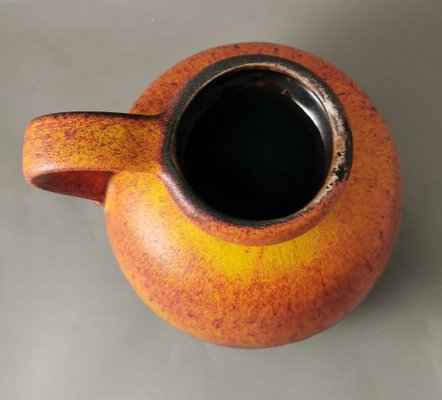 Fat Lava German Jug with Colored and Glazed Ceramic Handle for