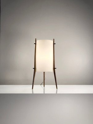 Table Lamp or Tripod Night Light in White and Teak from Alfapplex