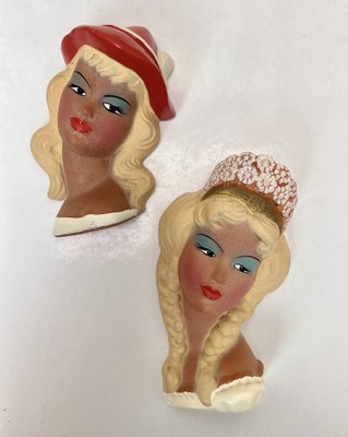Vintage Ceramic Wall Masks of Young Women, 1960s, Set of 2 for sale at  Pamono