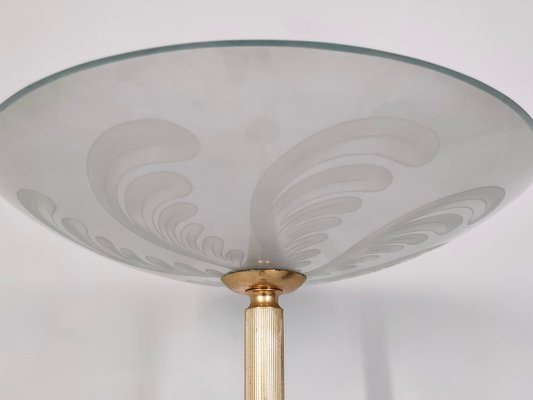 Vintage Brass and Etched Glass Floor Lamp by Pietro Chiesa in the