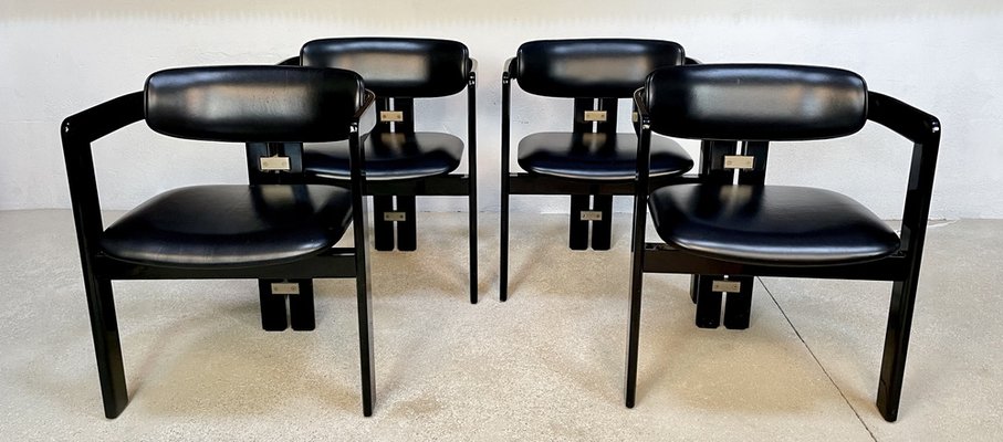 Pamplona Leather Dining Chairs by Augusto Savini for Pozzi, Italy, 1964,  Set of