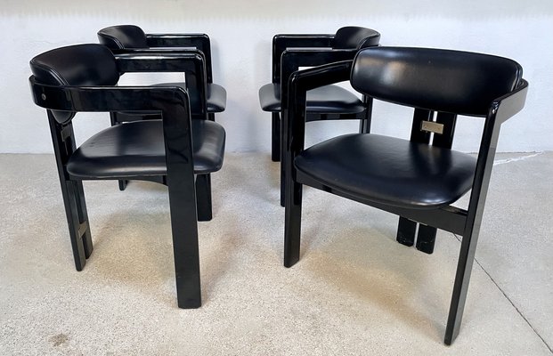 Pamplona Leather Dining Chairs by Augusto Savini for Pozzi Italy 1964 Set of 4