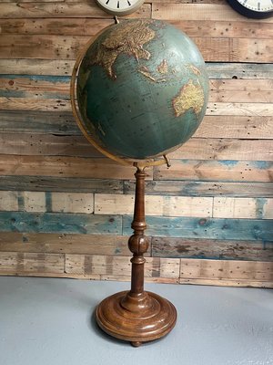 Large Antique Floor Standing Raised Relief Globe by Paul Räth