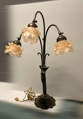 Große Murano Tischlampe aus Bronze mit Blumen, 1950er bei Pamono kaufen